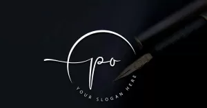 Calligraphy Studio Style PO Letter Logo Design