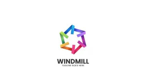 Colorful Windmill Line Art Logo