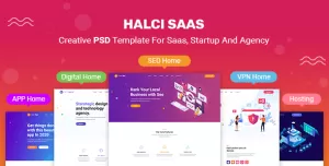 HalciSaas - Creative PSD Template for Saas, Startup & Agency