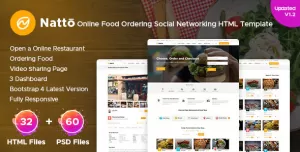 Natto - Online Food Ordering Social Networking Html Template