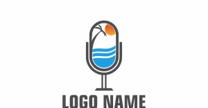 Podcast Beach Logo Template
