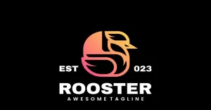 Rooster Line Art Gradient Logo 1