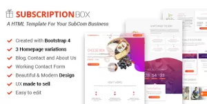 Subscription Box - A Landing Page Template For Your SubCom Business  Responsive Bootstrap 4
