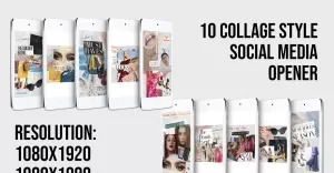 Ten Collage Style Social Media Opener After Effects template