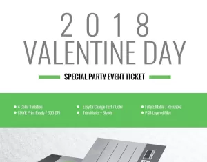 Valentines Day Event Special Party Event Ticket 2018