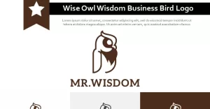 Wise Owl Wisdom Business Education Night Bird Logo