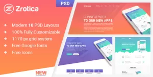 Zrotica - App Landing PSD Template