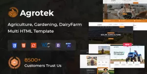 Agrotek  Agriculture, Dairyfarm and Gardening HTML Template