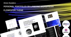 Anton Gusakov - Personal Portfolio 3D Landing WordPress Elementor Theme