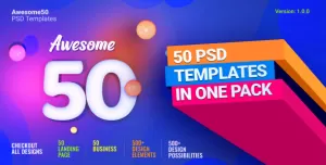 Awesome50  A Wholesale Collection of 50 Multi Business Landing Pages and Home Pages PSD Template