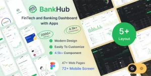 Bankhub - Fintech and Banking  Admin  Dashboard  With App Figma UI Template