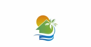 Beach home travel logo template