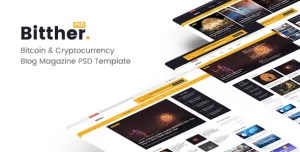 Bitther - Bitcoin & Crytocurrency Magazine, Personal Blog PSD Template
