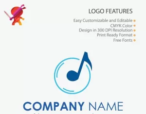 Blue Color Creative Music Logo Template - TemplateMonster