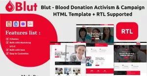 Blut - Bloeddonatie-activisme en campagne HTML-sjabloon + RTL ondersteund
