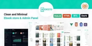 Booksto - VueJS, HTML Minimal Ebook Admin & Shop Template