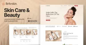 Briteskin - Skincare & Beauty Free Landing Page Template for Elementor Pro