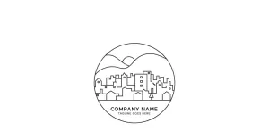 Building Line Art Circle Logo Design Template