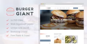 Burger Giant - Restaurant and Cafe PSD Template