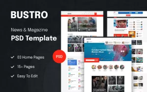 Bustro - News & Magazine PSD Template - TemplateMonster