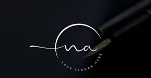 Calligraphy Studio Style NA Letter Logo Design