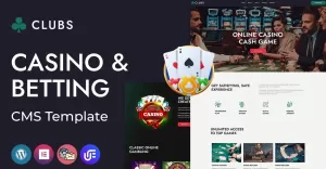 Clubs - Online Casino, Games and Betting WordPress Elementor CMS Theme