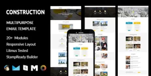 CONSTRUCTION - Responsive Email Template with Stampready Builder Access