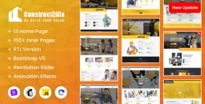 ConstructZilla : Construction, Renovation & Building Bootstrap 5 Template With RTL Ready
