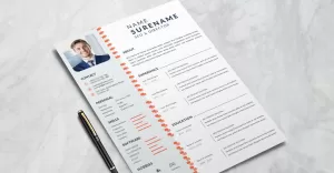 Corporate resume curriculum Layout with White Accents