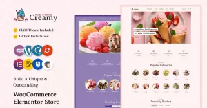 Creamy - Ice Cream, Drink, Cake Store Multipurpose WooCommerce Elementor Store