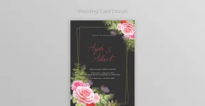 Creative Floral Wedding Card PSD Template - TemplateMonster