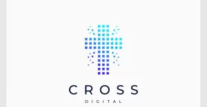Cross Faith Church Technology Pixel Digital Logo