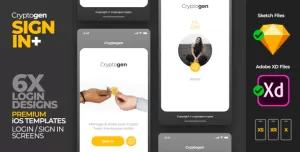 Cryptogen - Sketch UI Kit Template for iOS Login Screens