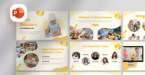 Cute Baby Daycare PowerPoint Template - TemplateMonster