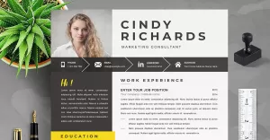 CV Template, Professional Resume, Instant Download Template
