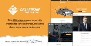 Dealership - Car, Mechanic & Rental PSD Template