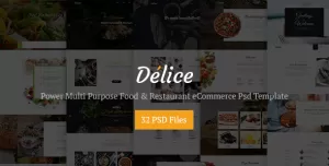Delice - Power Multi Purpose Food & Restaurant Psd eCommerce Template