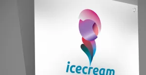 Delicious Ice Cream Vanilla Dessert Logo - TemplateMonster