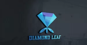 Diamond Leaf Logo Template For Jewelry Shop Vector File