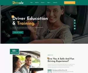 Drivale - Driving School Elementor Pro Full Site Template Kit