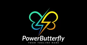 Electric Flash Volt Power Butterfly Logo - TemplateMonster