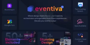 Eventiva - Music & Bands Bootstrap 5 HTML Events Landing Page Template for DJ Live Concert Festivals
