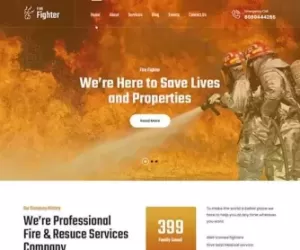 Fire Department WordPress Theme for fire brigade fighting extinguishing