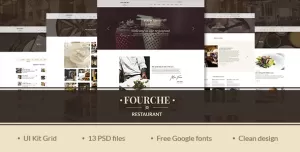 Fourche — Ultramodern Restaurant  Cafe PSD Template
