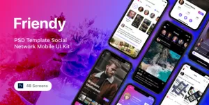 Friendy - PSD Template Social Network Mobile UI Kit