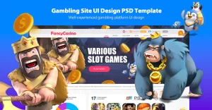 Gambling Site UI Design PSD Template - TemplateMonster