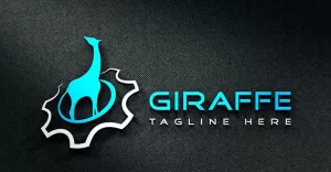 Giraffe With Gear Animal Technology Logo - TemplateMonster