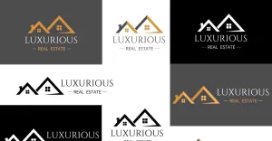 Gold Black Luxury House Real Estate Logo - TemplateMonster