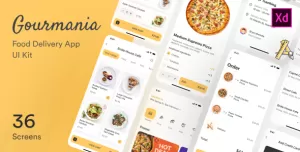 Gourmania – Food Delivery App UI Kit Adobe XD Template