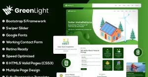 GreenLight and Eco Solar & Wind Energy Html5 Website Template